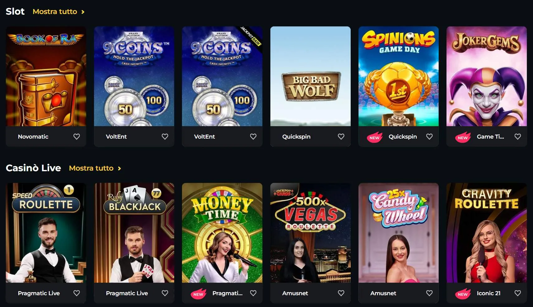 Giochi di Boomerang Casino